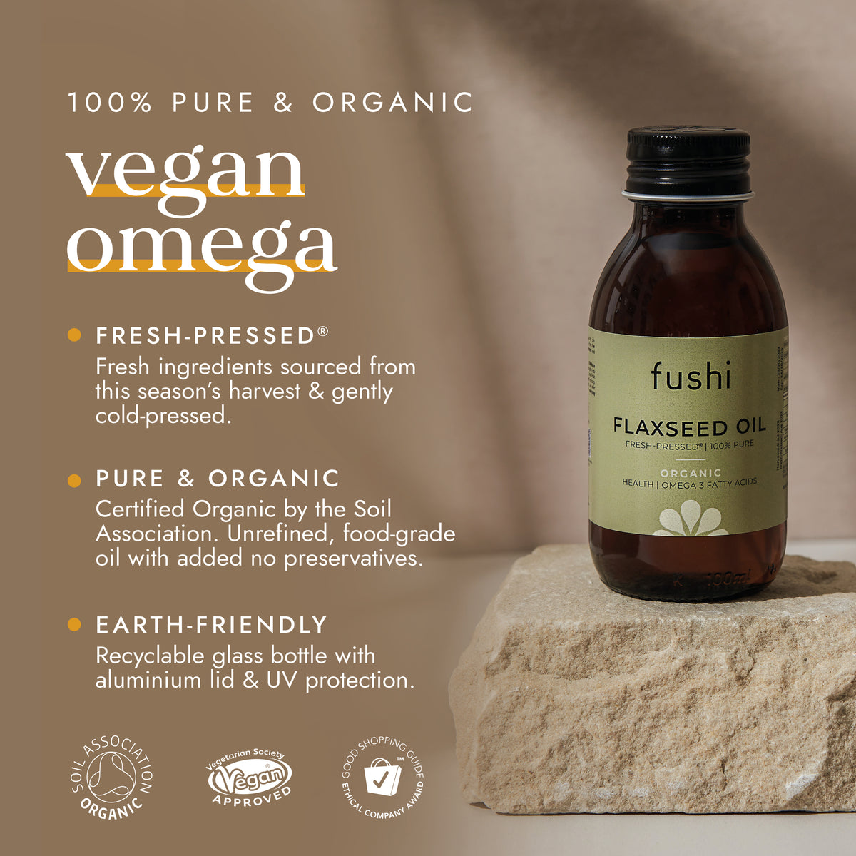 Organic Flaxseed Oil 100ml | Ayurveda | Fushi