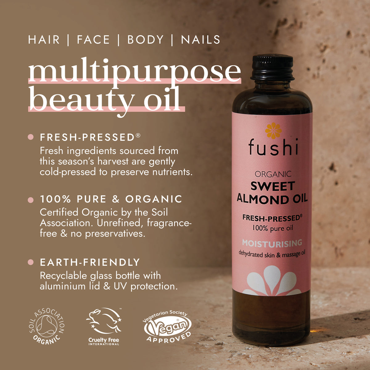 Organic Sweet Almond Oil 100ml | Ayurveda | Fushi
