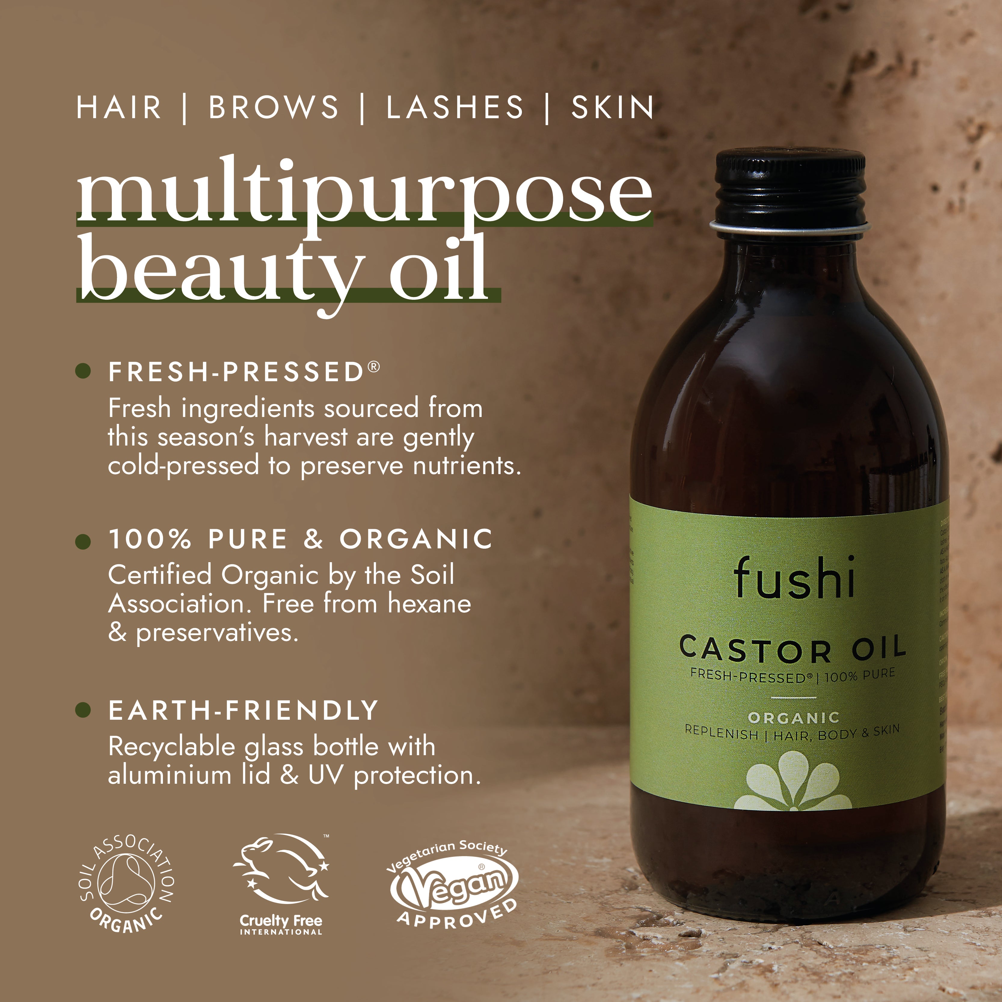 Fushi Raspberry Oil Fushi Organic Castor Oil 250ml | Ayurveda Inspired Health & Beauty