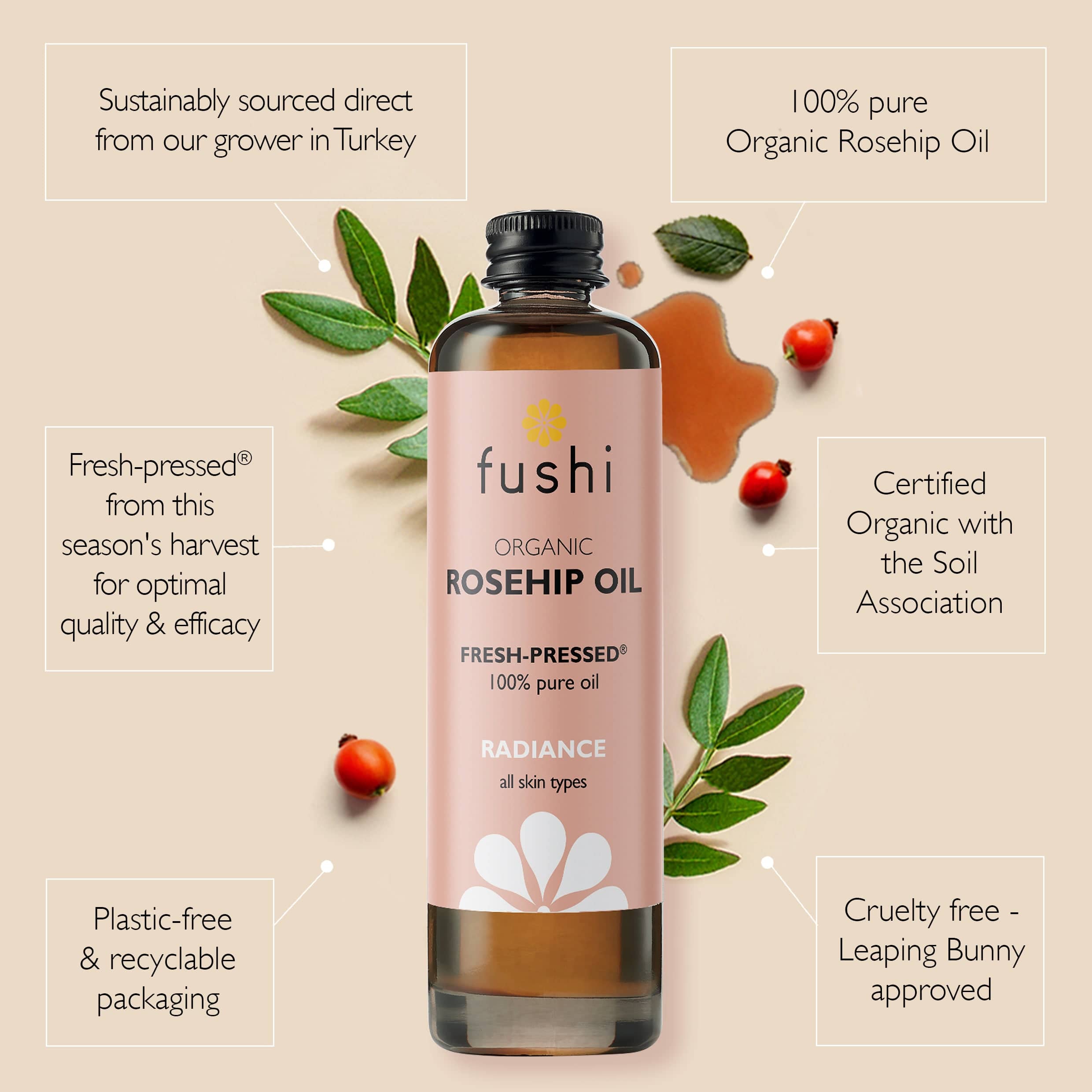 Fushi Raspberry Oil Fushi Organic Rosehip Oil 100ml | Ayurveda Inspired Health & Beauty